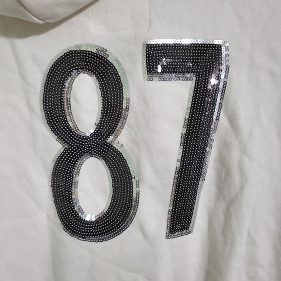Aeropostale White Zip-Up Hoodie with sequin designs, size M - Picture 3 of 3